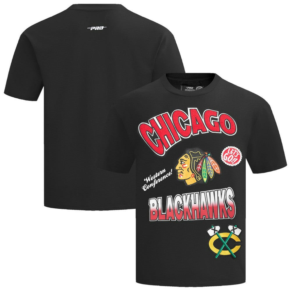 Chicago Blackhawks Pro Standard Turn It Up Dropped Shoulder T-Shirt - Black - NHL 201205171