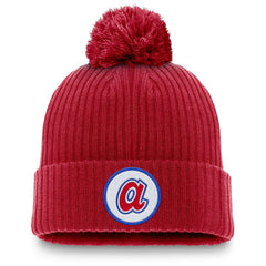 Atlanta Braves Nike Cooperstown Collection Patch Cuffed Knit Hat with Pom - Red - Nike Discount