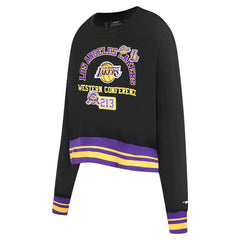 Los Angeles Lakers Pro Standard Women's Area Code Cropped Pullover Sweatshirt Black
