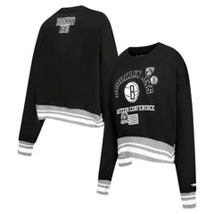 Brooklyn Nets Pro Standard Women's Area Code Cropped Pullover Sweatshirt Black