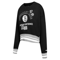 Brooklyn Nets Pro Standard Women's Area Code Cropped Pullover Sweatshirt Black
