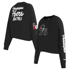 Philadelphia 76ers Pro Standard Women's Paint The City Cropped Pullover Sweatshirt Black