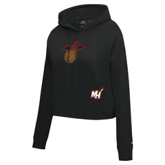 Miami Heat Pro Standard Women's Jewels Cropped Pullover Hoodie Black