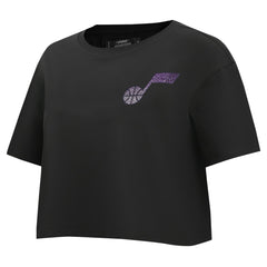 Utah Jazz Pro Standard Women's Jewels Boxy Cropped T-Shirt Black