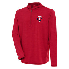 Minnesota Twins Antigua Tidy Quarter-Zip Hoodie - Heather Red - MLB Discount