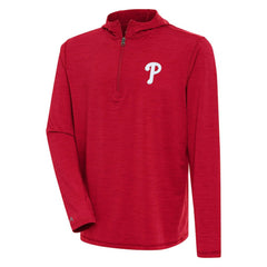 Philadelphia Phillies Antigua Tidy Quarter-Zip Hoodie - Heather Red - MLB Lifestyle