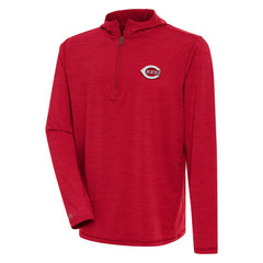 Cincinnati Reds Antigua Tidy Quarter-Zip Hoodie - Heather Red - MLB Lifestyle