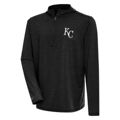 Kansas City Royals Antigua Tidy Quarter-Zip Hoodie - Heather Black - MLB Lifestyle