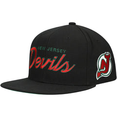New Jersey Devils Mitchell & Ness Core Team Script 2.0 Snapback Hat - Black - NHL 201212965