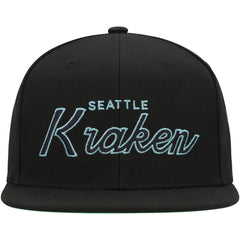 Seattle Kraken Mitchell & Ness Core Team Script 2.0 Snapback Hat - Black - NHL 201212972