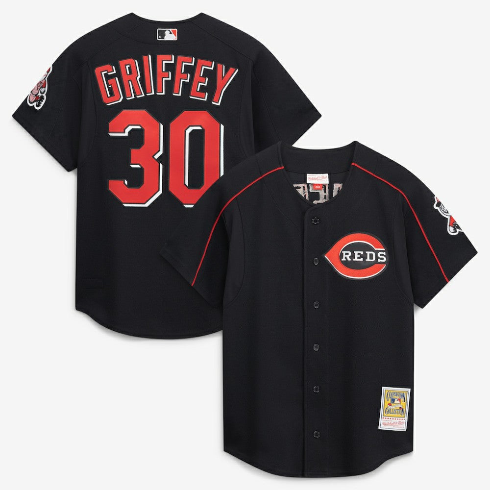 Ken Griffey Jr. Cincinnati Reds Mitchell & Ness Cooperstown Collection Authentic Mesh Batting Practice Jersey - Black - Mitchell & Ness Online