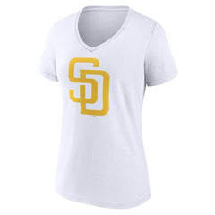 San Diego Padres Women's Official Logo V-Neck T-Shirt - White - MLB Sale
