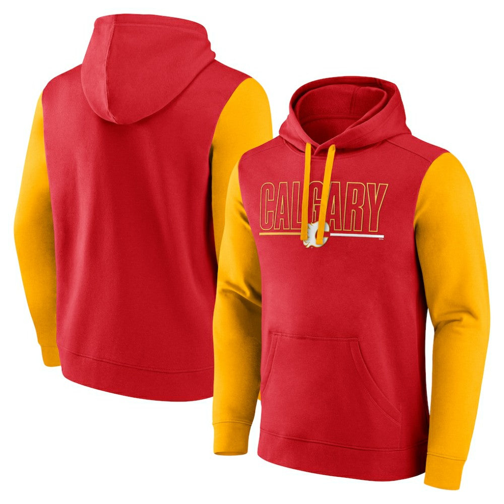 Calgary Flames Logo Athletic Deliver Fleece Pullover Hoodie - Red - NHL 201230213