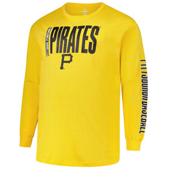 Pittsburgh Pirates Profile Big & Tall Two-Hit Long Sleeve T-Shirt - Gold - MLB Discount