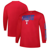 Texas Rangers Profile Big & Tall Two-Hit Long Sleeve T-Shirt - Red - MLB Discount