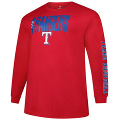 Texas Rangers Profile Big & Tall Two-Hit Long Sleeve T-Shirt - Red - MLB Discount