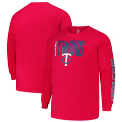Minnesota Twins Profile Big & Tall Two-Hit Long Sleeve T-Shirt - Red - MLB Lifestyle