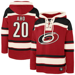 Sebastian Aho Carolina Hurricanes '47 Player Name & Number Lacer Pullover Hoodie - Red - NHL 201242062