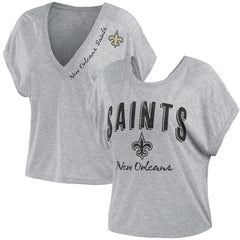 New Orleans Saints WEAR by Erin Andrews Women's Reversible T-Shirt Heather Gray