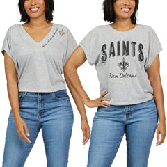 New Orleans Saints WEAR by Erin Andrews Women's Reversible T-Shirt Heather Gray