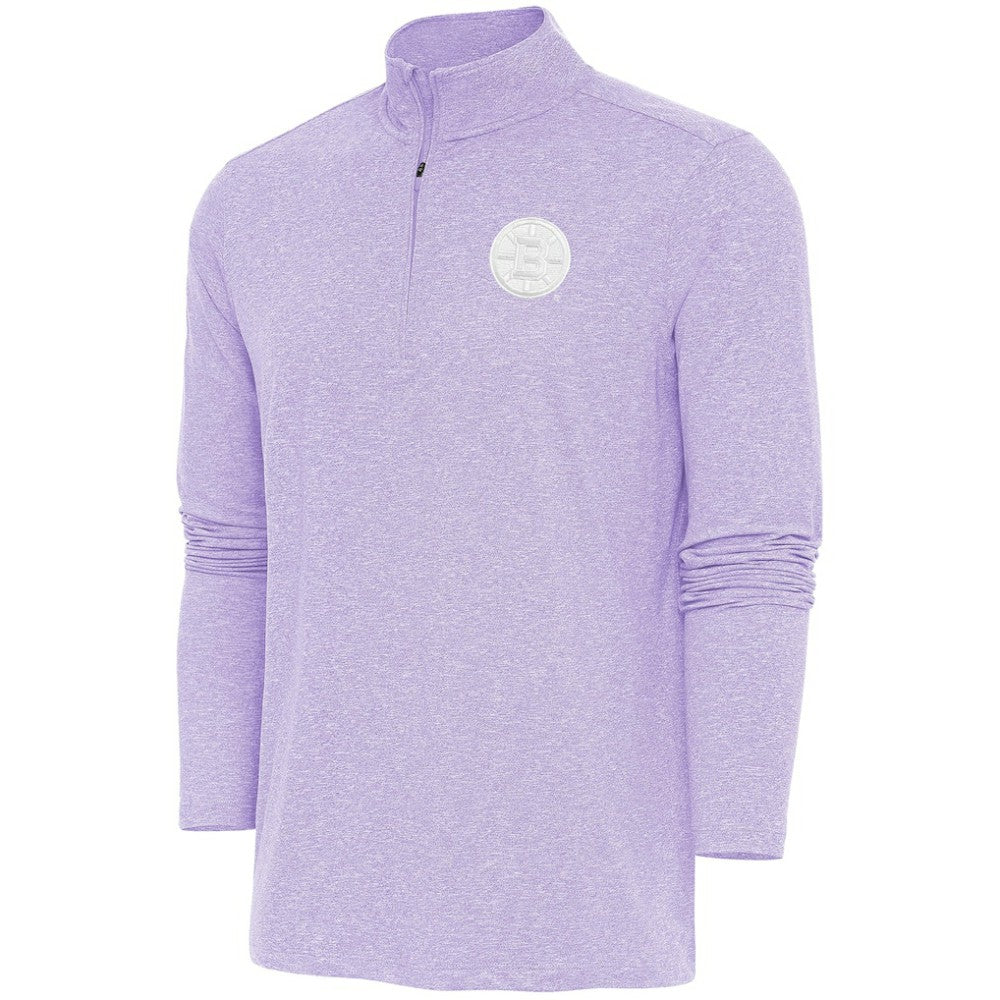 Boston Bruins Antigua White Logo Hunk Quarter-Zip Pullover - Lavender - NHL 201249477