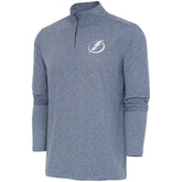 Tampa Bay Lightning Antigua White Logo Hunk Quarter-Zip Pullover - Heather Navy - NHL 201249488