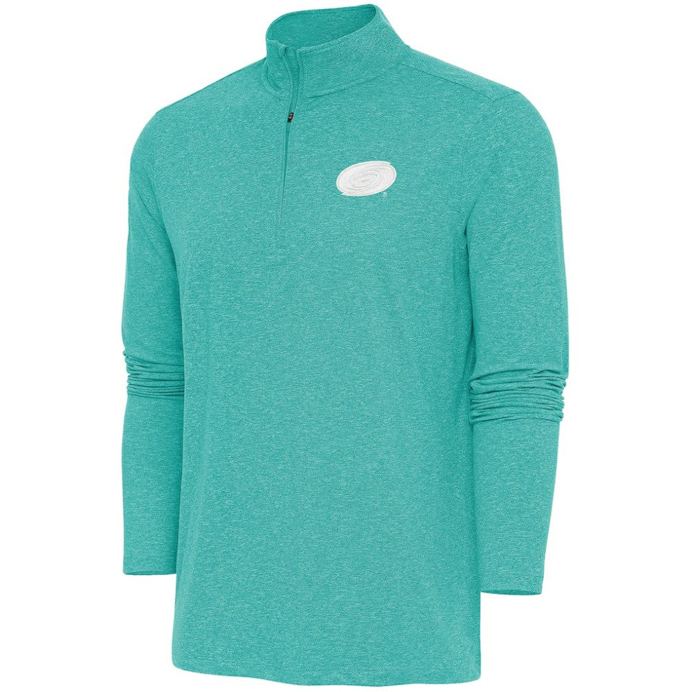 Carolina Hurricanes Antigua White Logo Hunk Quarter-Zip Pullover - Heather Aqua - NHL 201249494