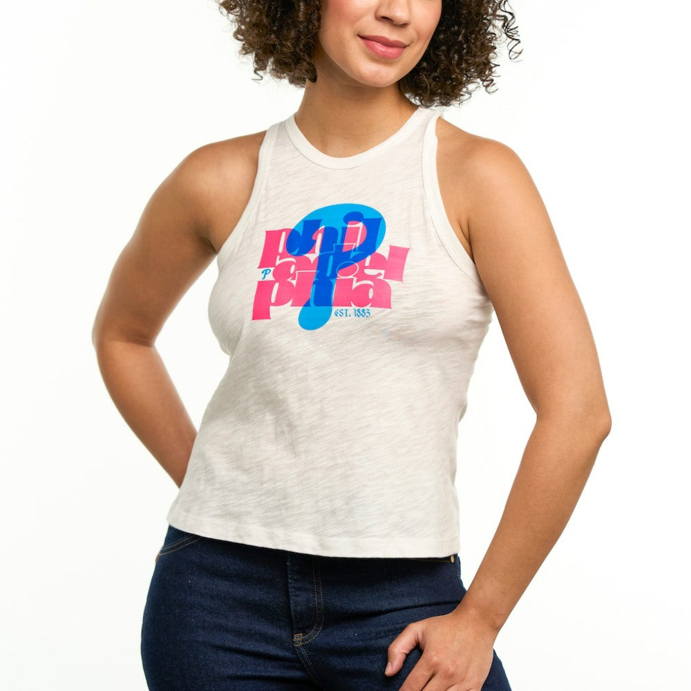 Philadelphia Phillies Lusso Women's Lourdes Tank Top - White - MLB Lifestyle