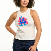 Los Angeles Dodgers Lusso Women's Lourdes Tank Top - White - MLB Lifestyle