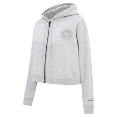 Brooklyn Nets Pro Standard Women's Triple Tonal Full-Zip Hoodie Heather Gray