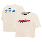 Chicago Bulls Pro Standard Women's Retro Striper SJ Cropped Boxy T-Shirt Cream