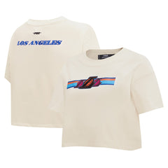 Los Angeles Lakers Pro Standard Women's Retro Striper SJ Cropped Boxy T-Shirt Cream