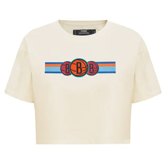 Brooklyn Nets Pro Standard Women's Retro Striper SJ Cropped Boxy T-Shirt Cream