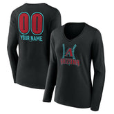 Arizona Diamondbacks Women's Personalized Name & Number Fastball Long Sleeve V-Neck T-Shirt - Black - MLB Discount