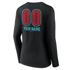 Arizona Diamondbacks Women's Personalized Name & Number Fastball Long Sleeve V-Neck T-Shirt - Black - MLB Discount
