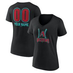 Arizona Diamondbacks Women's Personalized Name & Number Fastball V-Neck T-Shirt - Black - MLB Discount