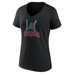 Arizona Diamondbacks Women's Personalized Name & Number Fastball V-Neck T-Shirt - Black - MLB Discount