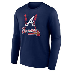 Atlanta Braves Personalized Name & Number Fastball Long Sleeve T-Shirt - Navy - MLB on Sale