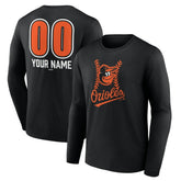 Baltimore Orioles Personalized Name & Number Fastball Long Sleeve T-Shirt - Black - MLB Discount