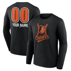 Baltimore Orioles Personalized Name & Number Fastball Long Sleeve T-Shirt - Black - MLB Discount