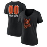 Baltimore Orioles Women's Personalized Name & Number Fastball V-Neck T-Shirt - Black - MLB Online
