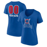 Chicago Cubs Women's Personalized Name & Number Fastball V-Neck T-Shirt - Royal - MLB Sale