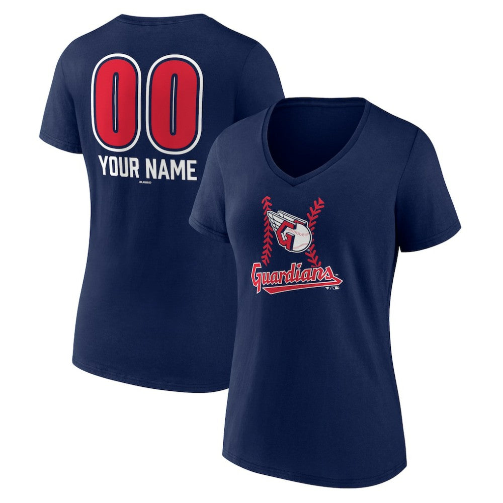 Cleveland Guardians Women's Personalized Name & Number Fastball V-Neck T-Shirt - Navy - MLB Online