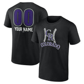 Colorado Rockies Personalized Name & Number Fastball T-Shirt - Black - MLB Lifestyle