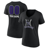 Colorado Rockies Women's Personalized Name & Number Fastball V-Neck T-Shirt - Black - MLB Online