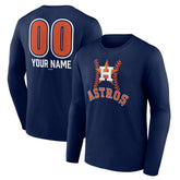 Houston Astros Personalized Name & Number Fastball Long Sleeve T-Shirt - Navy - MLB Lifestyle