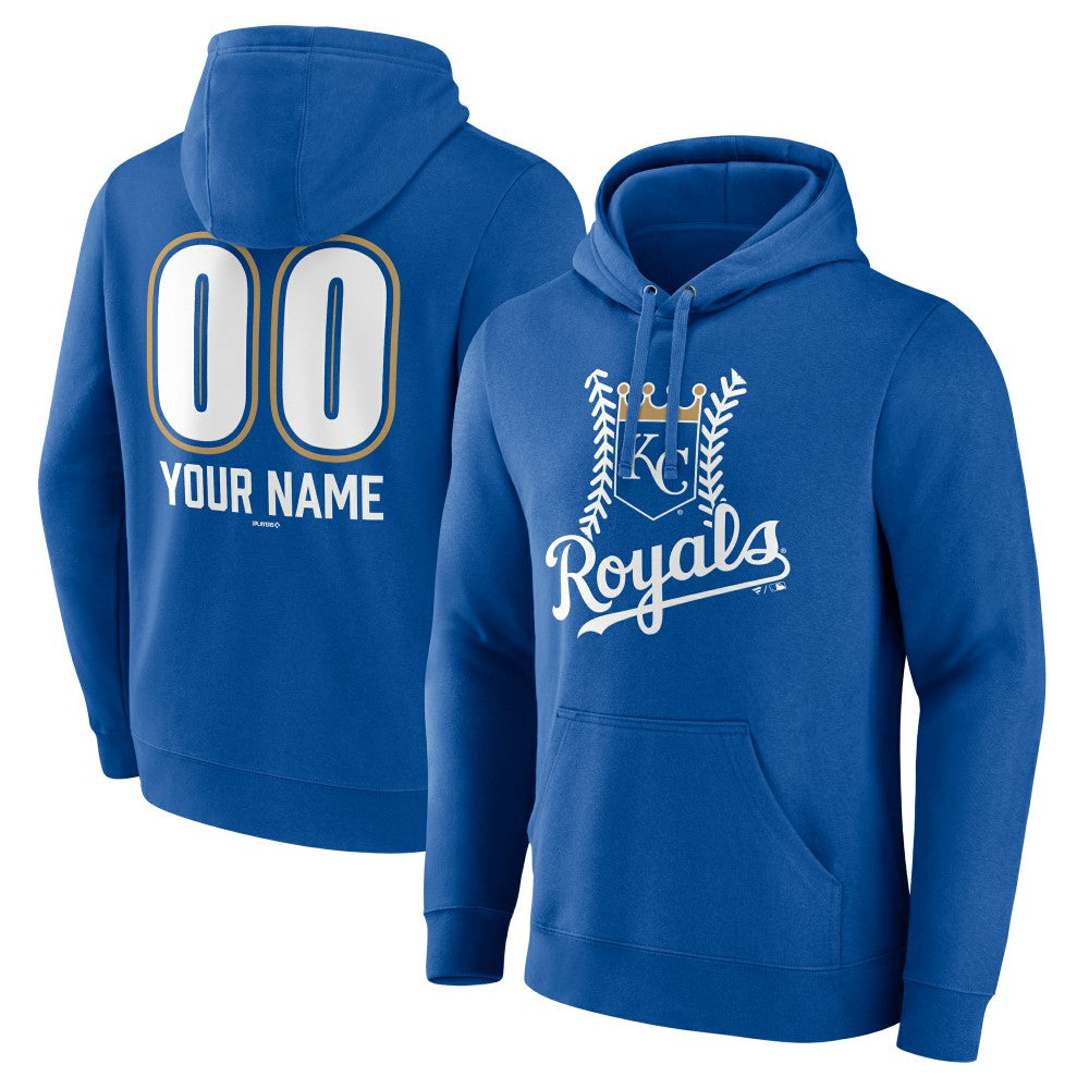 Kansas City Royals Personalized Name & Number Fastball Pullover Hoodie - Royal - MLB Discount
