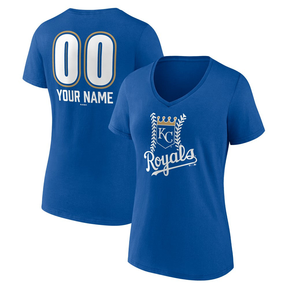 Kansas City Royals Women's Personalized Name & Number Fastball V-Neck T-Shirt - Royal - MLB Lifestyle