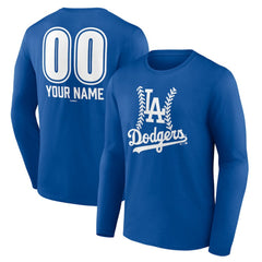 Los Angeles Dodgers Personalized Name & Number Fastball Long Sleeve T-Shirt - Royal - MLB Discount