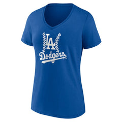 Los Angeles Dodgers Women's Personalized Name & Number Fastball V-Neck T-Shirt - Royal - MLB Lifestyle